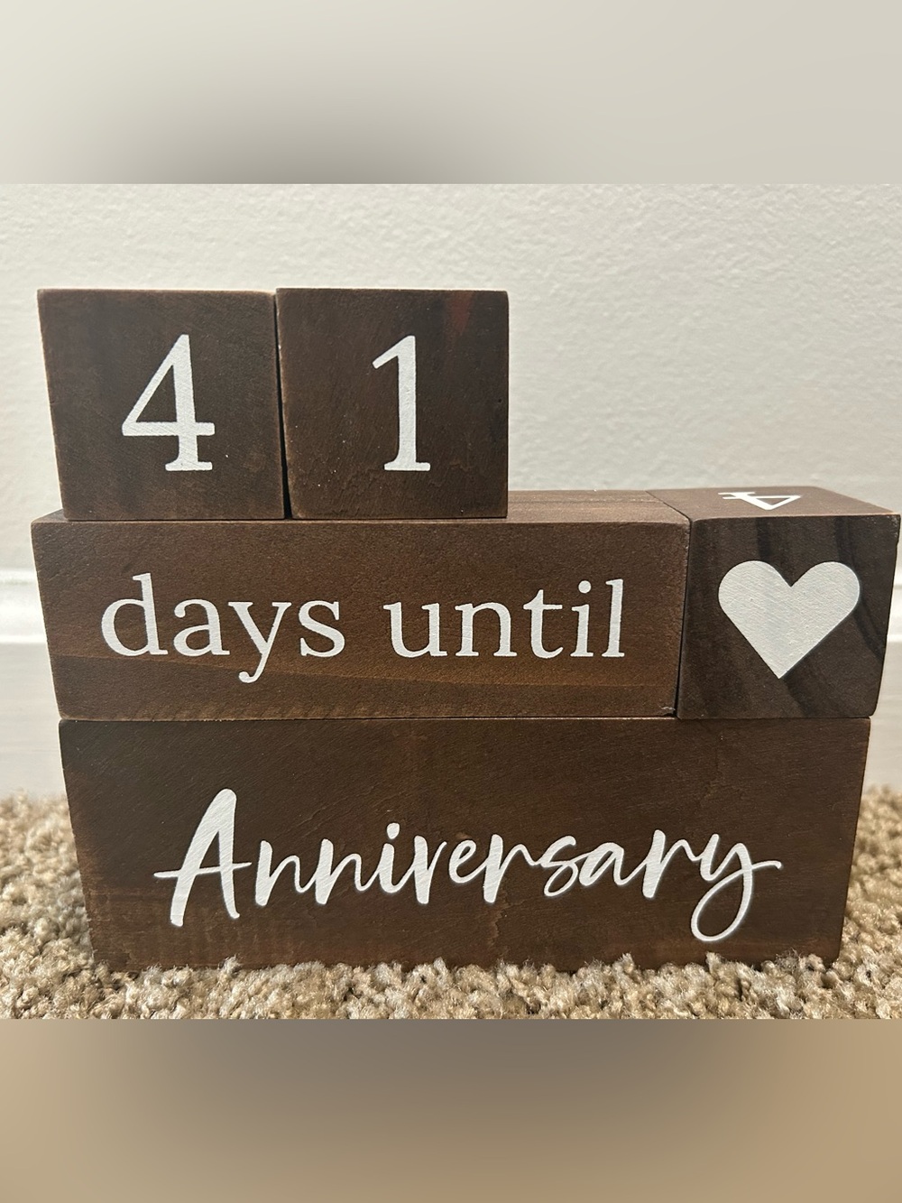 Mr. and Mrs. Wedding Countdown Blocks - Brown and White - Picture 3 of 4